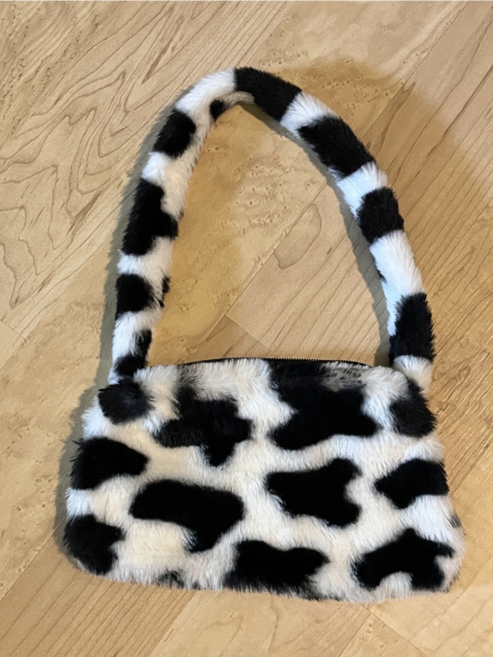 Fuzzy 🐄 Cow Print Mini Shoulder Bag | Black & White | NWOT